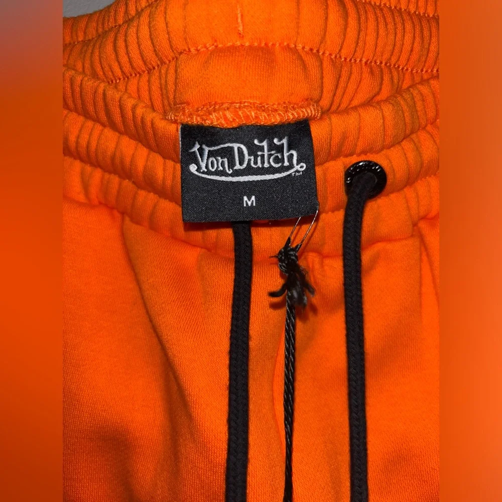 Unisex NWT Von Dutch Construction Neon Orange Streetwear Sweatpants jogger M - Picture 3 of 5